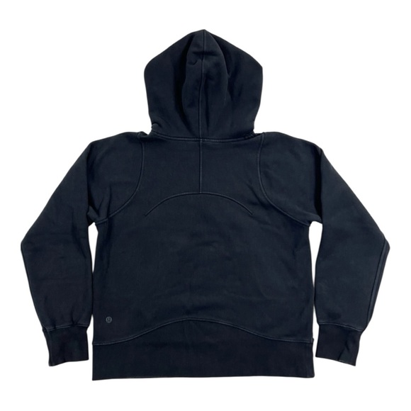Lululemon Loungeful Hoodie Black Fleece Relaxed Fit Pullover Sweatshirt Size 6 - Picture 4 of 8
